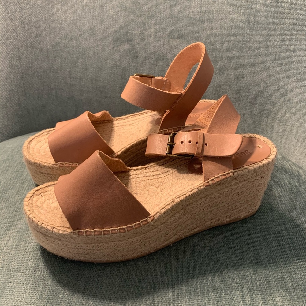 Tan Soludos Platform Wedges